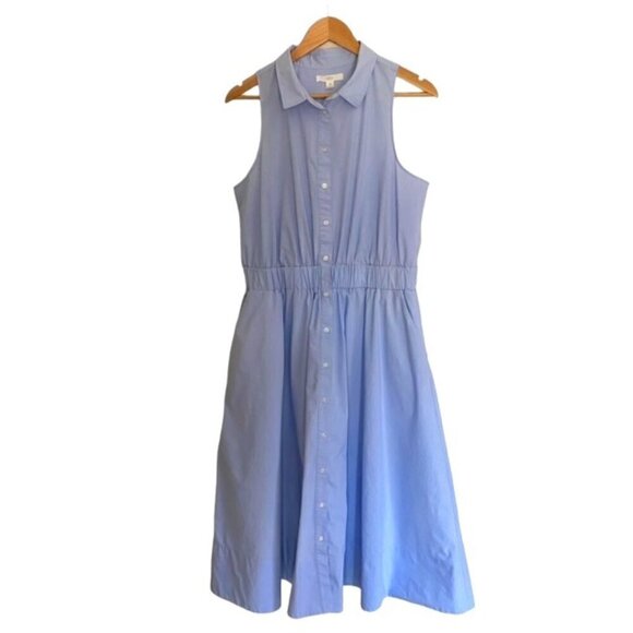 1901 Blue Button Down Sleeveless Dress 16 - Picture 1 of 4
